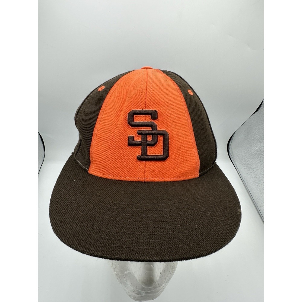 Vintage San Diego Padres Cooperstown Collection Fitted Hat 7 1/4 Brown & Orange